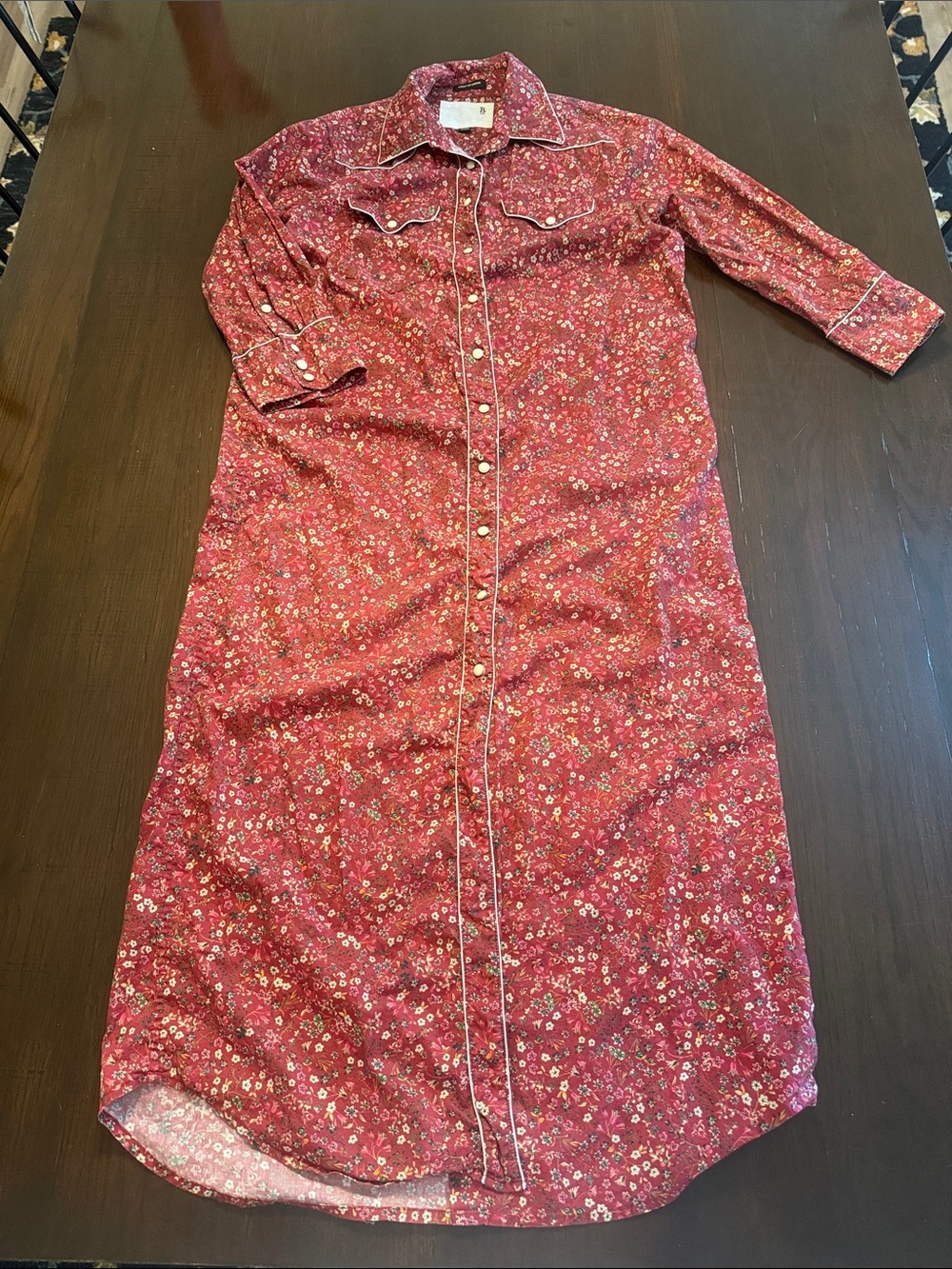 Liberty of London Red Floral 3/4 Sleeve Cowboy Dress- Medium